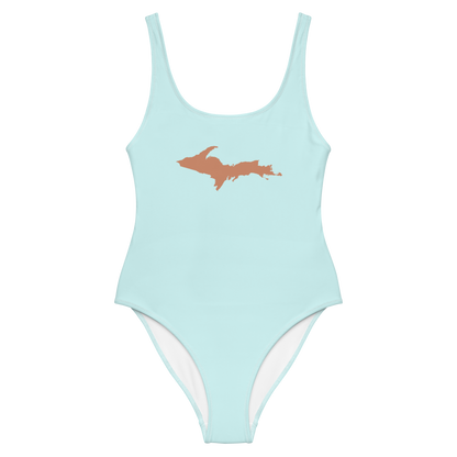 Michigan Upper Peninsula One-Piece Swimsuit (w/ Copper Outline) | Cyan