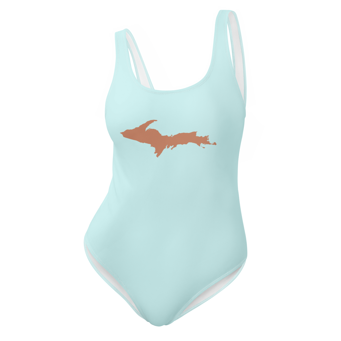 Michigan Upper Peninsula One-Piece Swimsuit (w/ Copper Outline) | Cyan