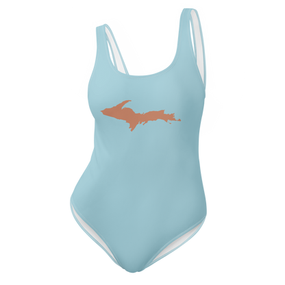 Michigan Upper Peninsula One-Piece Swimsuit (w/ Copper Outline) | '58 Caddie Blue