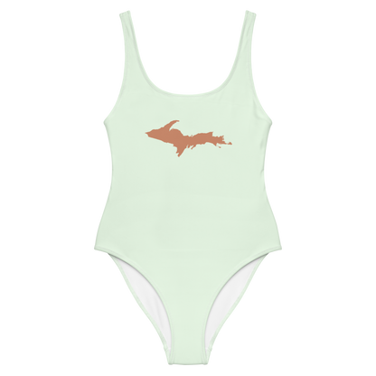 Michigan Upper Peninsula One-Piece Swimsuit (w/ Copper Outline) | Dew Green