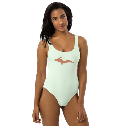 Michigan Upper Peninsula One-Piece Swimsuit (w/ Copper Outline) | Dew Green