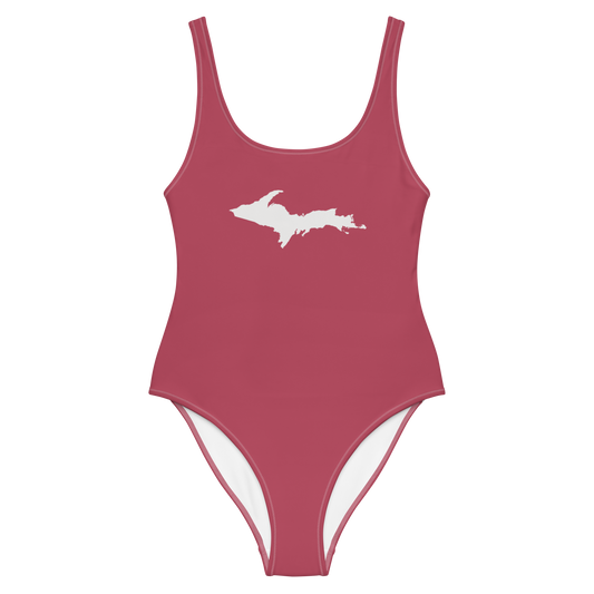 Michigan Upper Peninsula One-Piece Swimsuit (w/ UP Outline) | Popstar Pink