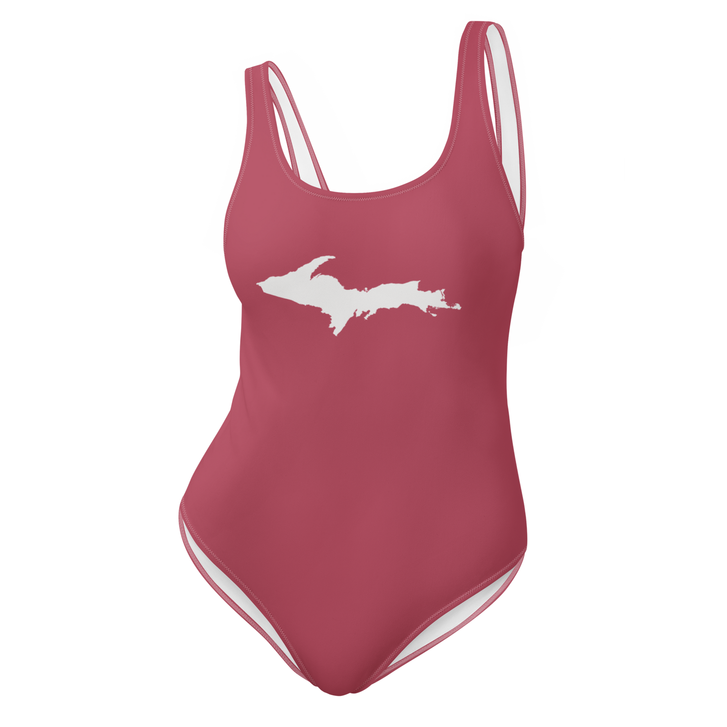 Michigan Upper Peninsula One-Piece Swimsuit (w/ UP Outline) | Popstar Pink