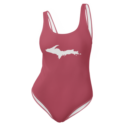 Michigan Upper Peninsula One-Piece Swimsuit (w/ UP Outline) | Popstar Pink