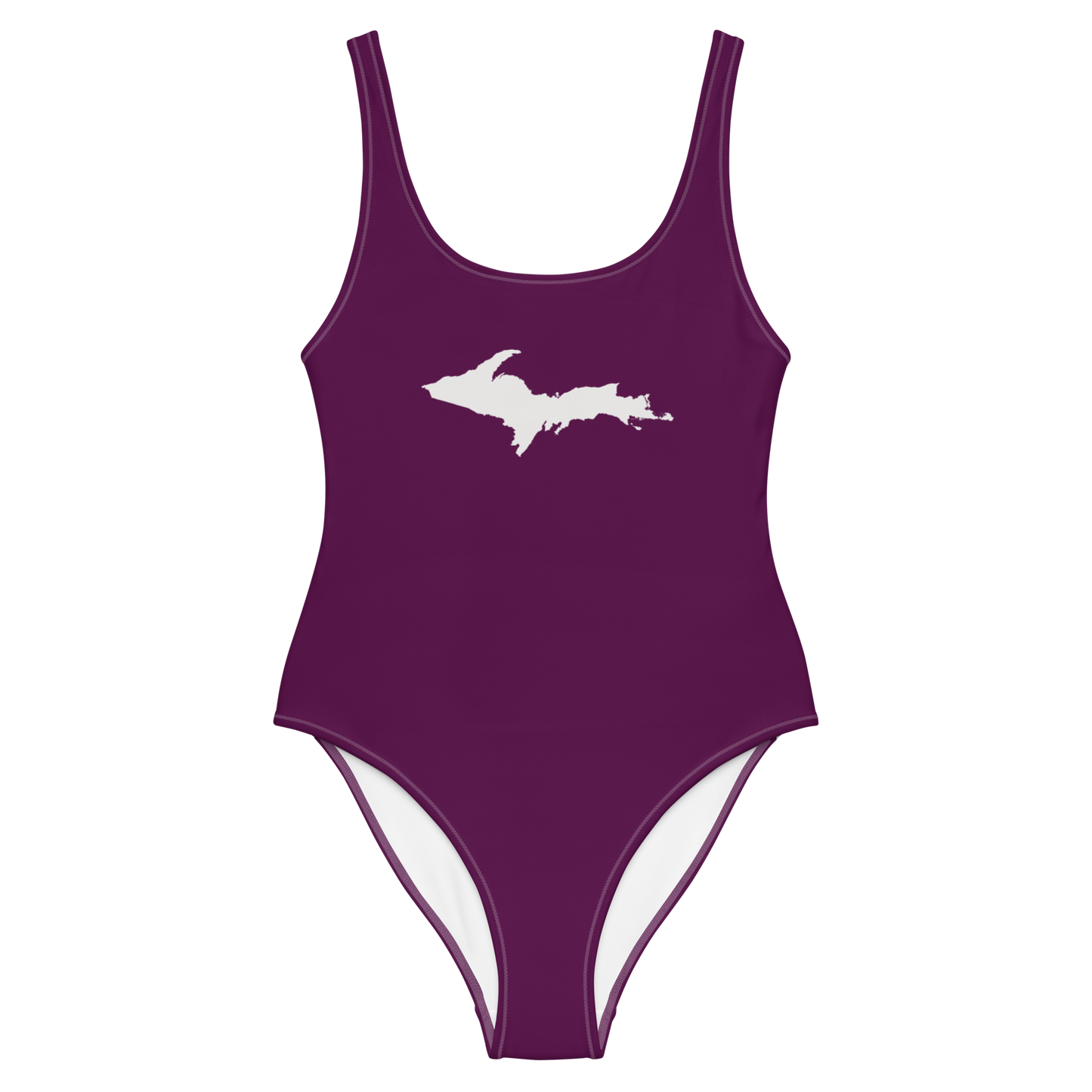 Michigan Upper Peninsula One-Piece Swimsuit (w/ UP Outline) | Tyrian Purple