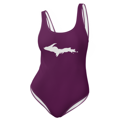 Michigan Upper Peninsula One-Piece Swimsuit (w/ UP Outline) | Tyrian Purple