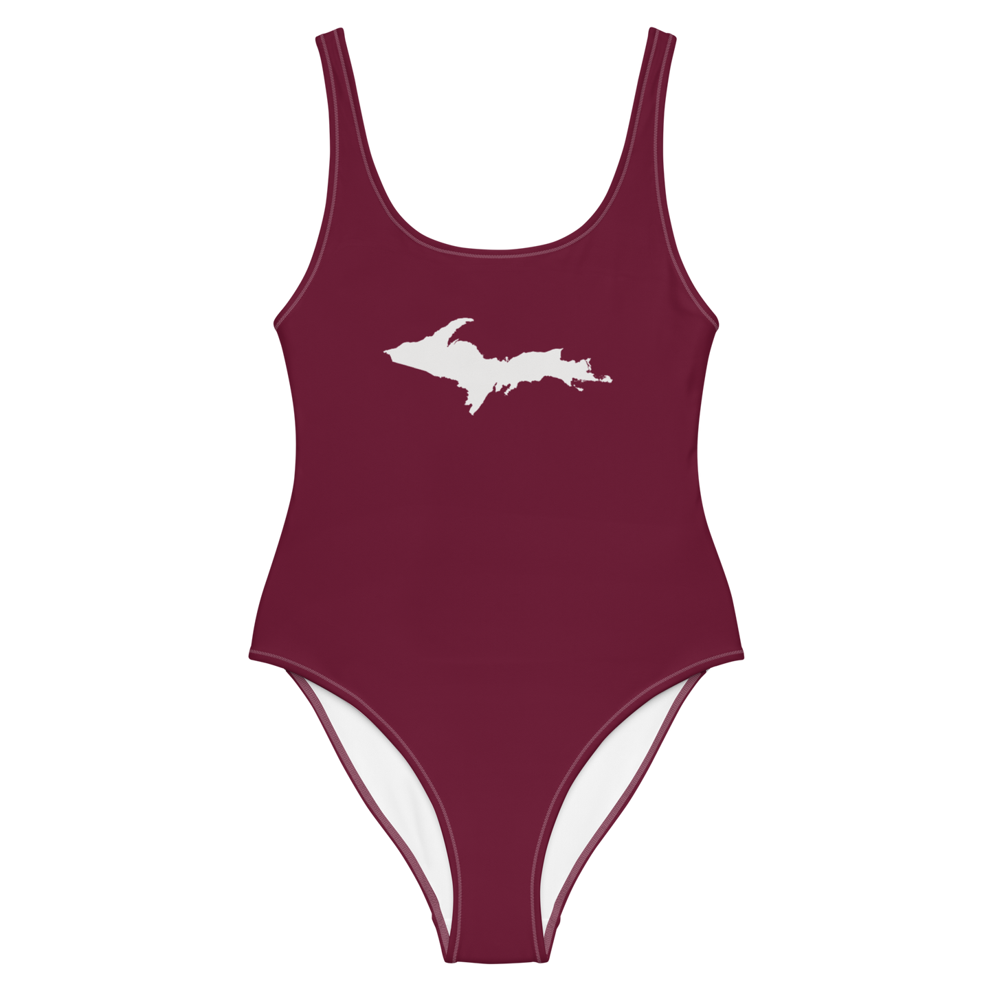 Michigan Upper Peninsula One-Piece Swimsuit (w/ UP Outline) | Old Mission Burgundy