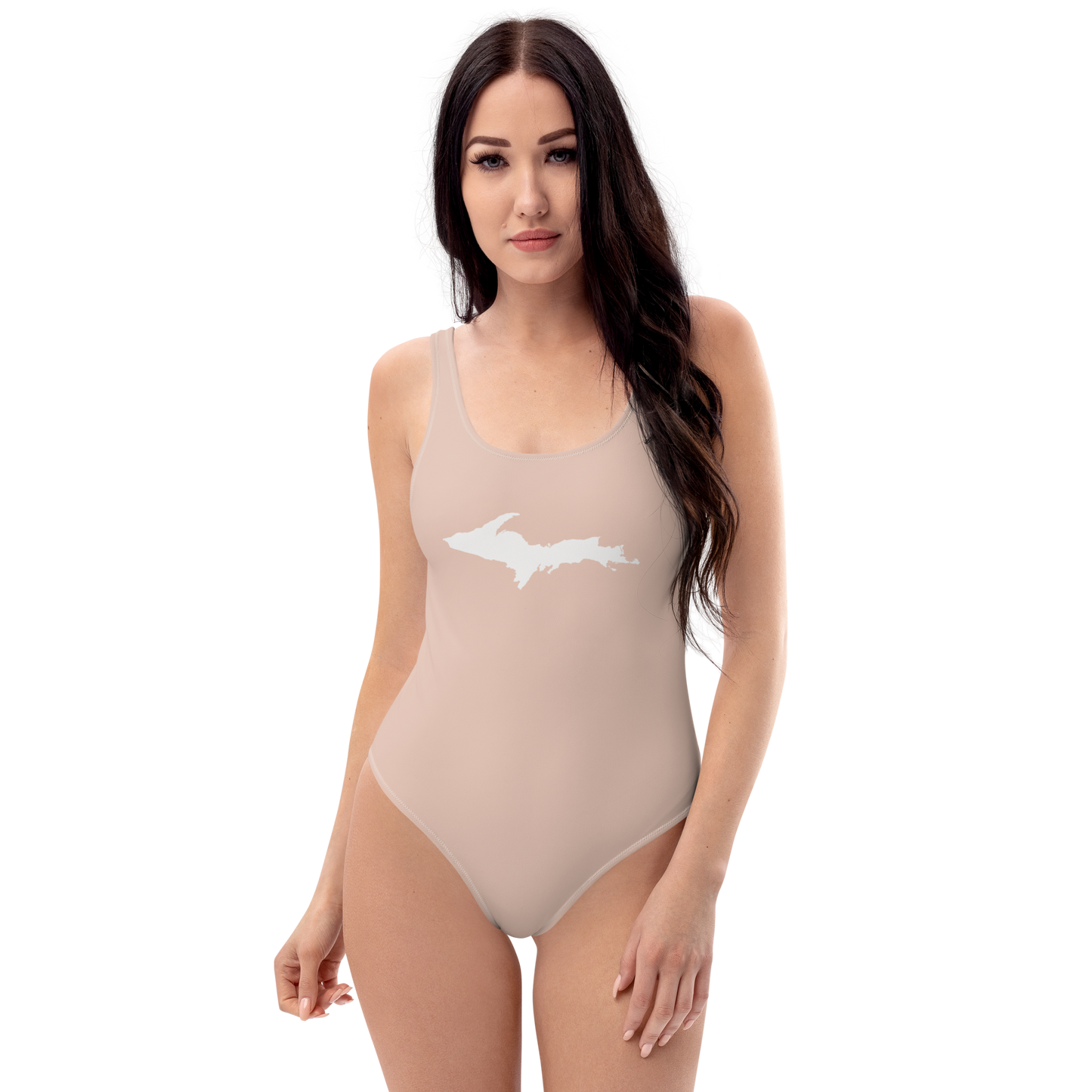 Michigan Upper Peninsula One-Piece Swimsuit (w/ UP Outline) | Rose Gold