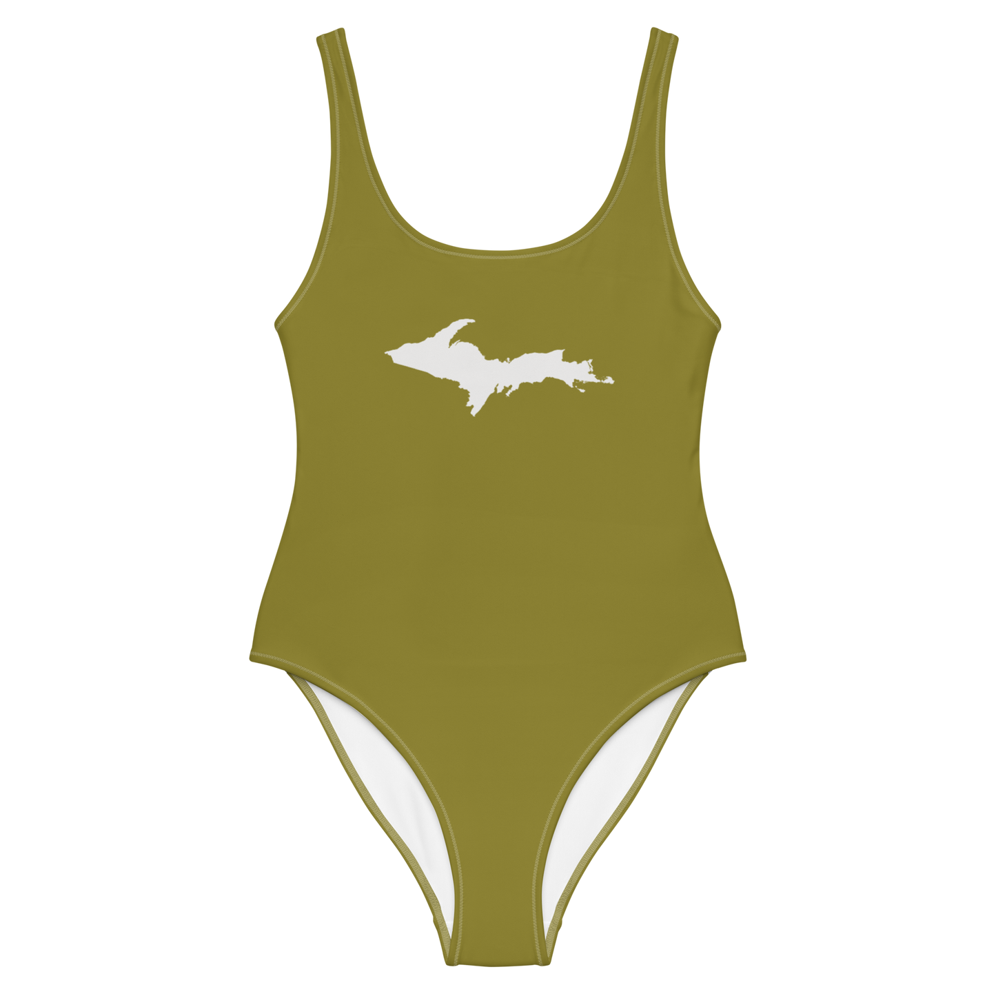 Michigan Upper Peninsula One-Piece Swimsuit (w/ UP Outline) | Scrub Gold