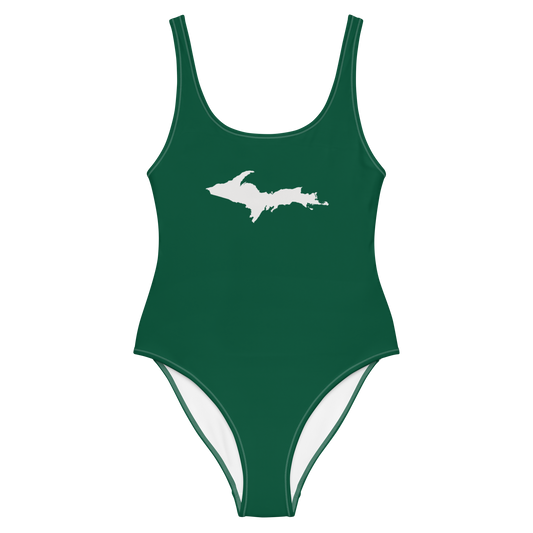 Michigan Upper Peninsula One-Piece Swimsuit (w/ UP Outline) | Superior Green