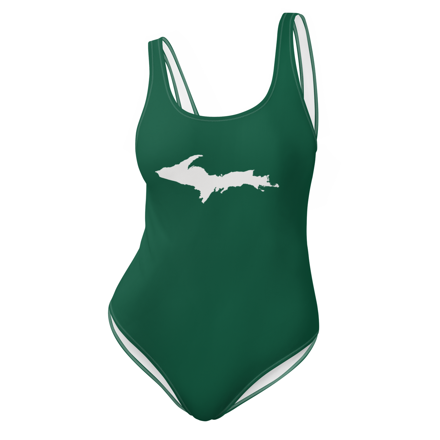 Michigan Upper Peninsula One-Piece Swimsuit (w/ UP Outline) | Superior Green