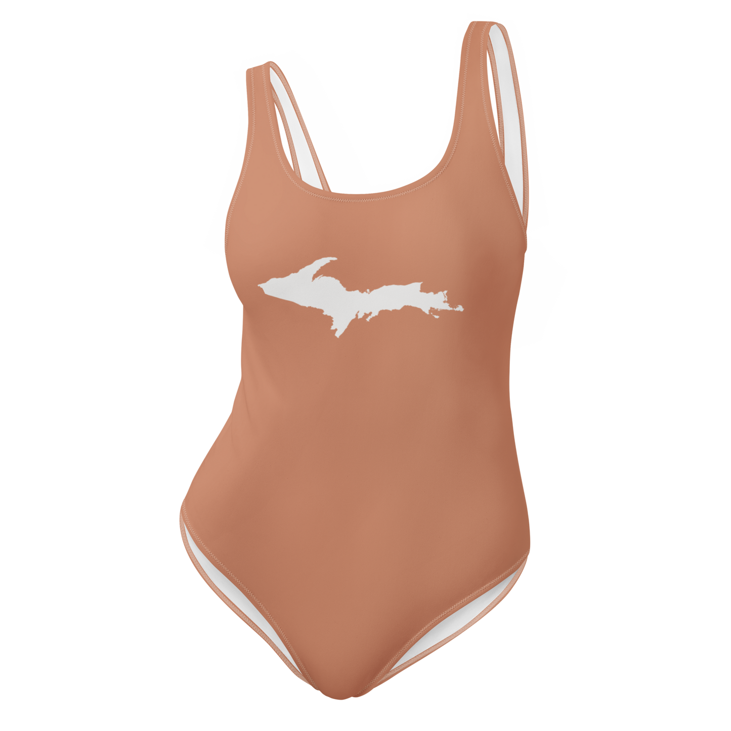 Michigan Upper Peninsula One-Piece Swimsuit (w/ UP Outline) | Copper Color