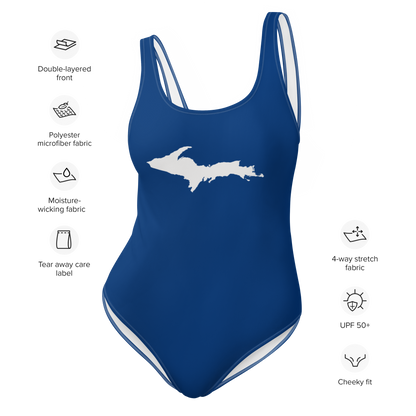 Michigan Upper Peninsula One-Piece Swimsuit (w/ UP Outline) | Dearborn Blue