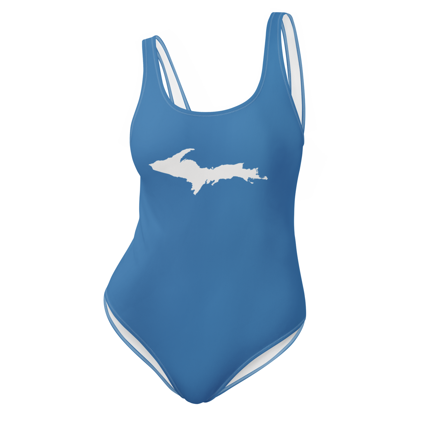 Michigan Upper Peninsula One-Piece Swimsuit (w/ UP Outline) | Lake Superior Blue