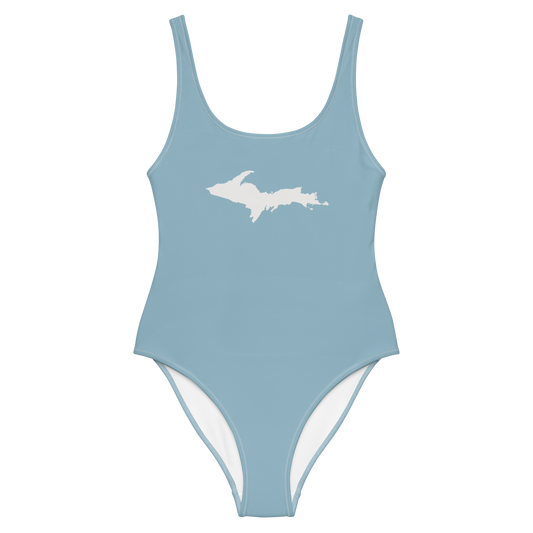 Michigan Upper Peninsula One-Piece Swimsuit (w/ UP Outline) | Opal Blue