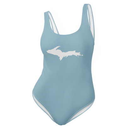 Michigan Upper Peninsula One-Piece Swimsuit (w/ UP Outline) | Opal Blue