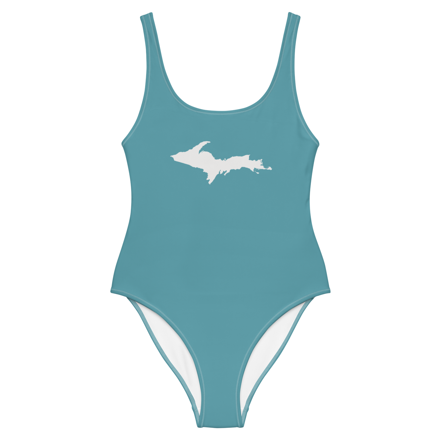 Michigan Upper Peninsula One-Piece Swimsuit (w/ UP Outline) | Lake Huron Blue