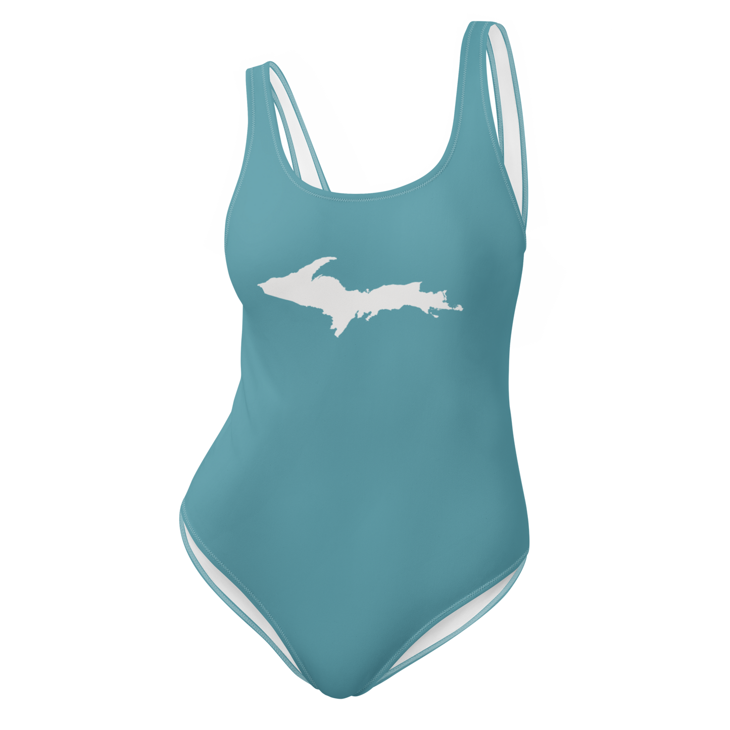 Michigan Upper Peninsula One-Piece Swimsuit (w/ UP Outline) | Lake Huron Blue