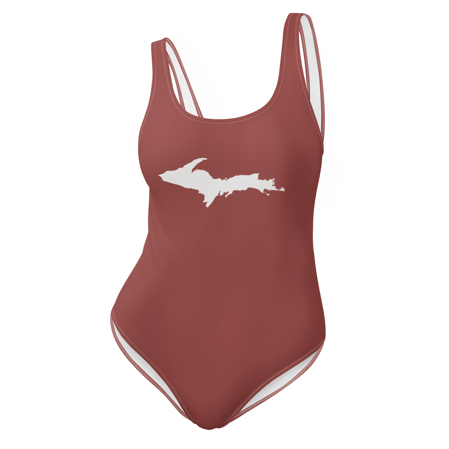 Michigan Upper Peninsula One-Piece Swimsuit (w/ UP Outline) | Ore Dock Red