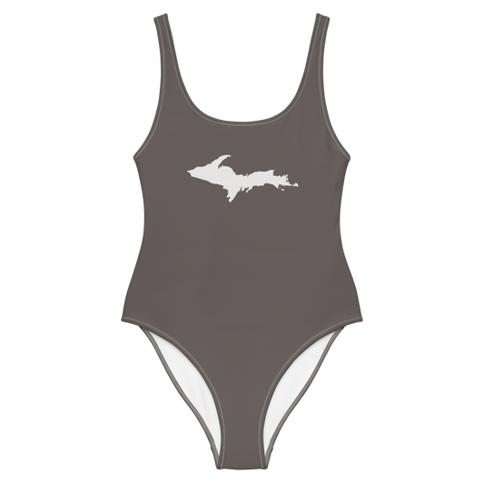 Michigan Upper Peninsula One-Piece Swimsuit (w/ UP Outline) | Warren Tank Grey