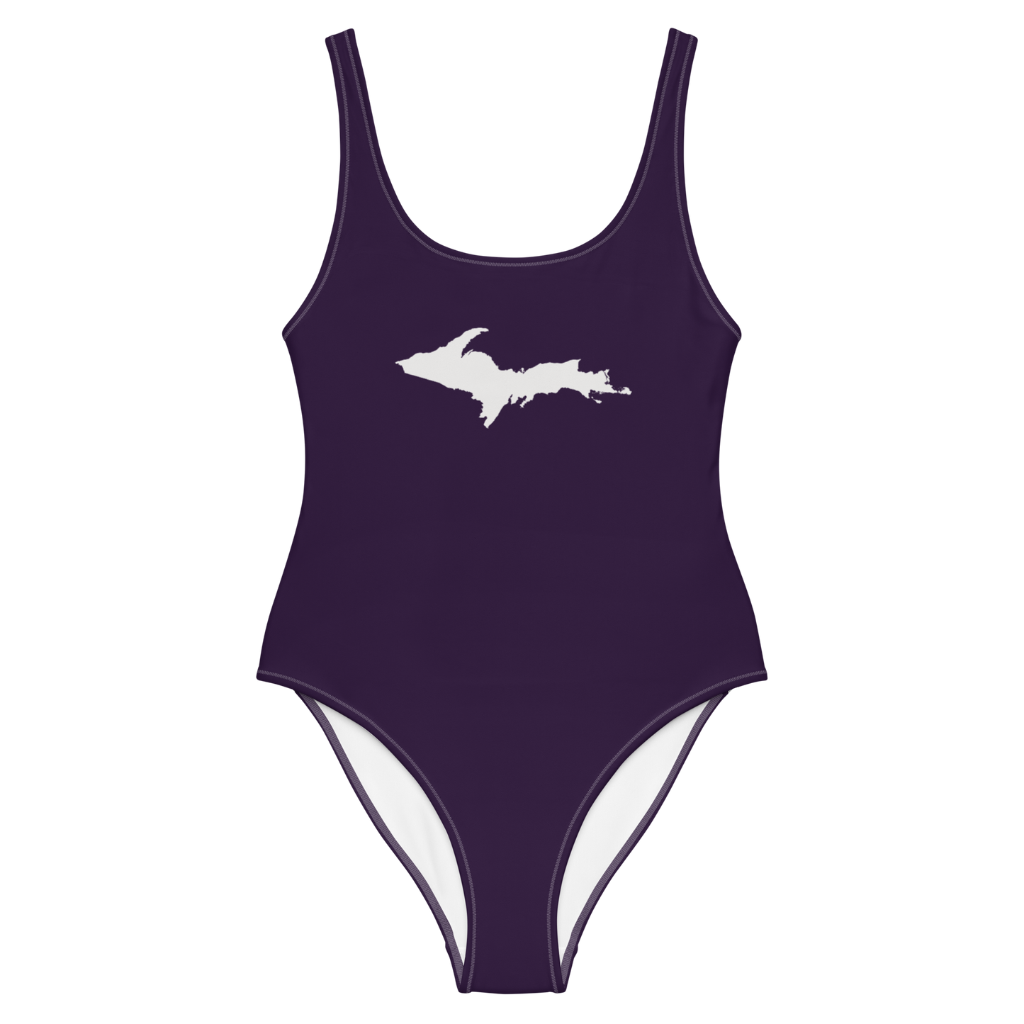 Michigan Upper Peninsula One-Piece Swimsuit (w/ UP Outline) | Blackcurrant