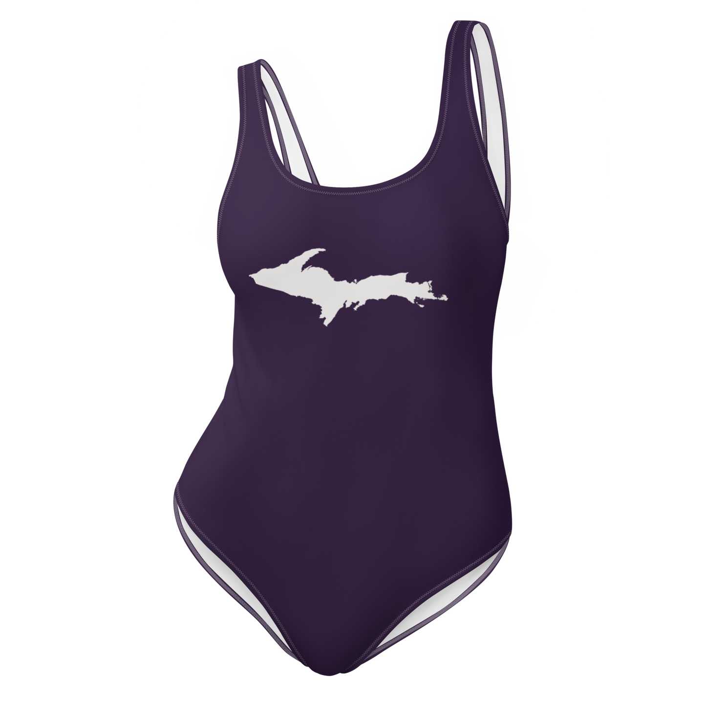 Michigan Upper Peninsula One-Piece Swimsuit (w/ UP Outline) | Blackcurrant