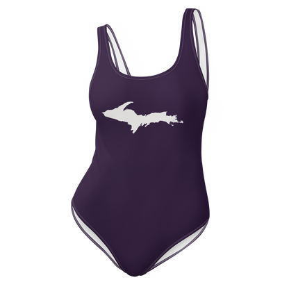 Michigan Upper Peninsula One-Piece Swimsuit (w/ UP Outline) | Blackcurrant