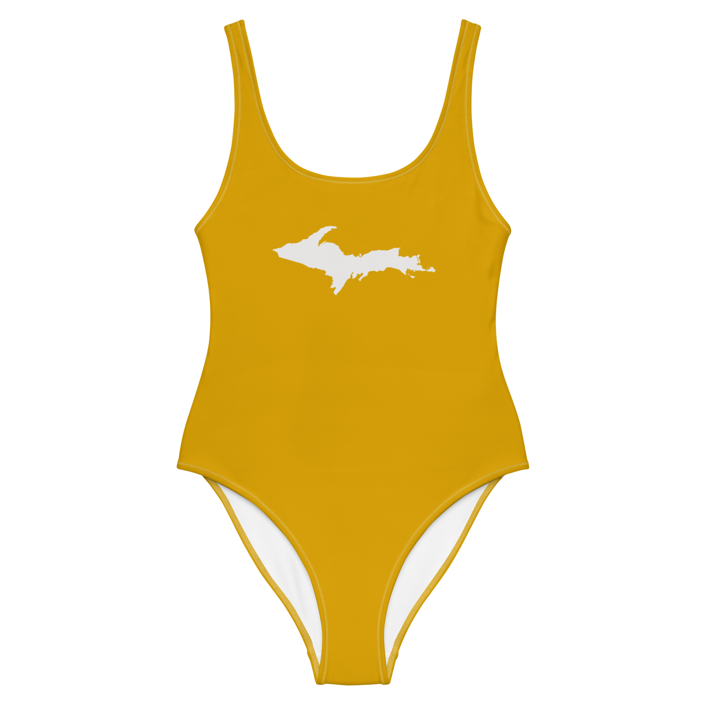 Michigan Upper Peninsula One-Piece Swimsuit (w/ UP Outline) | Gold