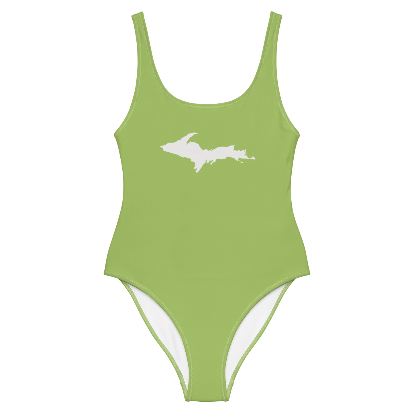 Michigan Upper Peninsula One-Piece Swimsuit (w/ UP Outline) | Gooseberry Green