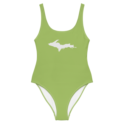 Michigan Upper Peninsula One-Piece Swimsuit (w/ UP Outline) | Gooseberry Green