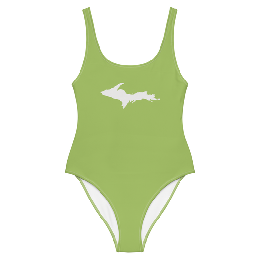 Michigan Upper Peninsula One-Piece Swimsuit (w/ UP Outline) | Gooseberry Green