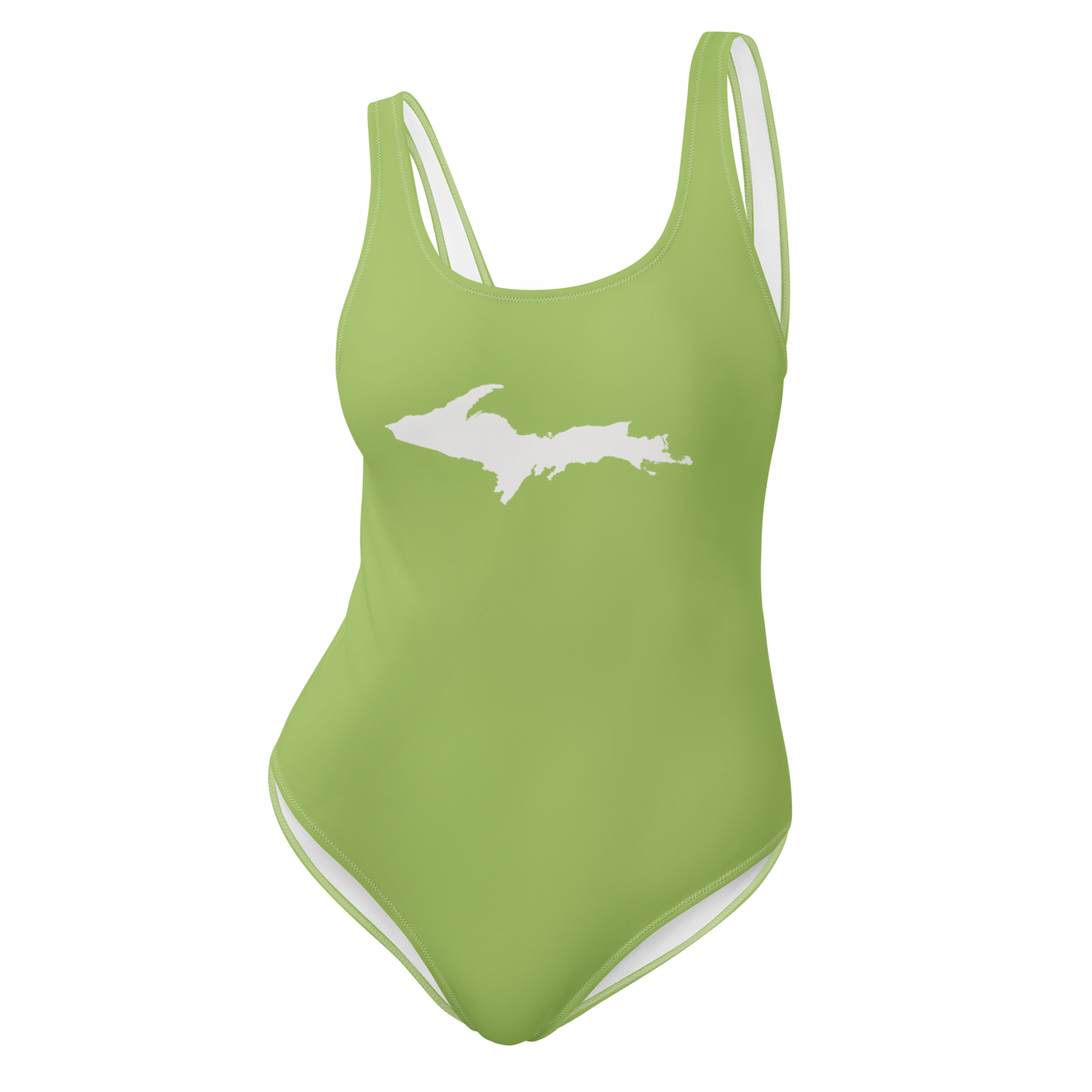 Michigan Upper Peninsula One-Piece Swimsuit (w/ UP Outline) | Gooseberry Green