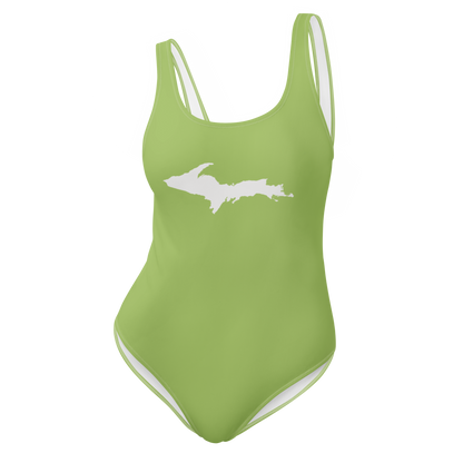 Michigan Upper Peninsula One-Piece Swimsuit (w/ UP Outline) | Gooseberry Green