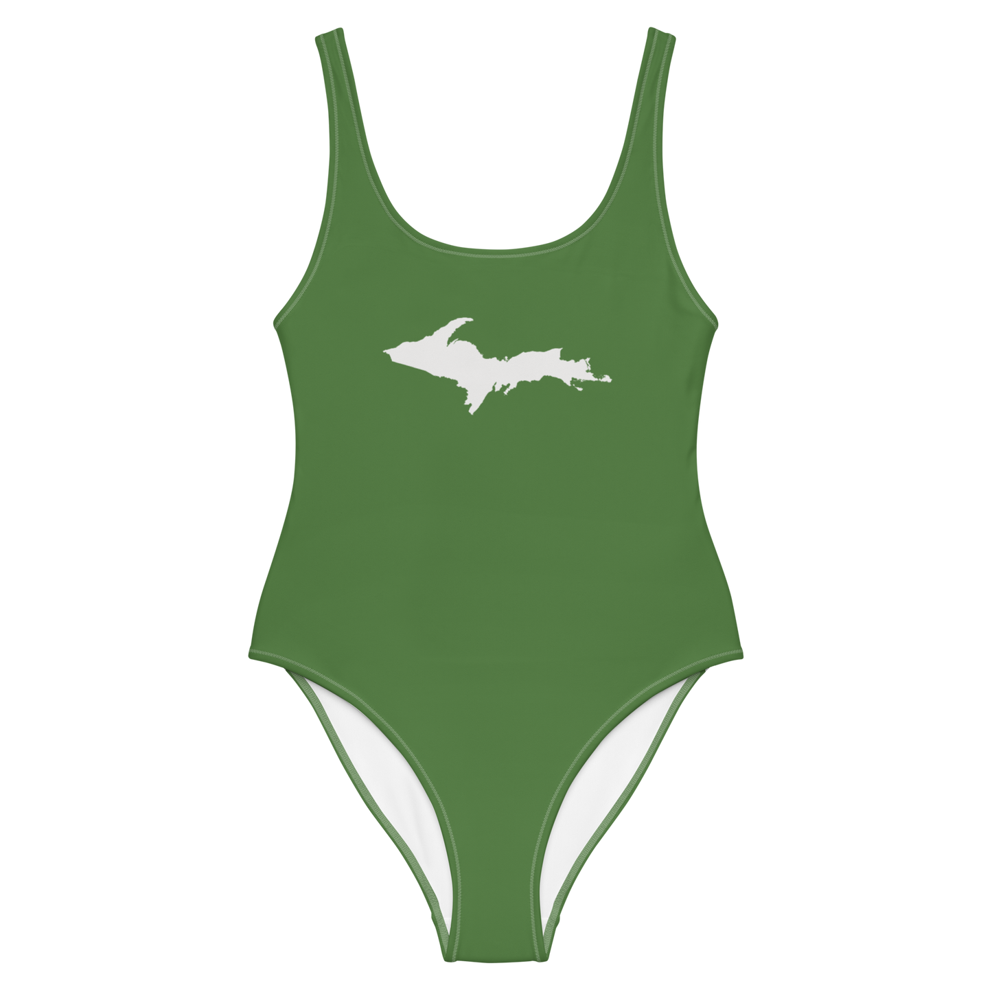 Michigan Upper Peninsula One-Piece Swimsuit (w/ UP Outline) | Pine Green