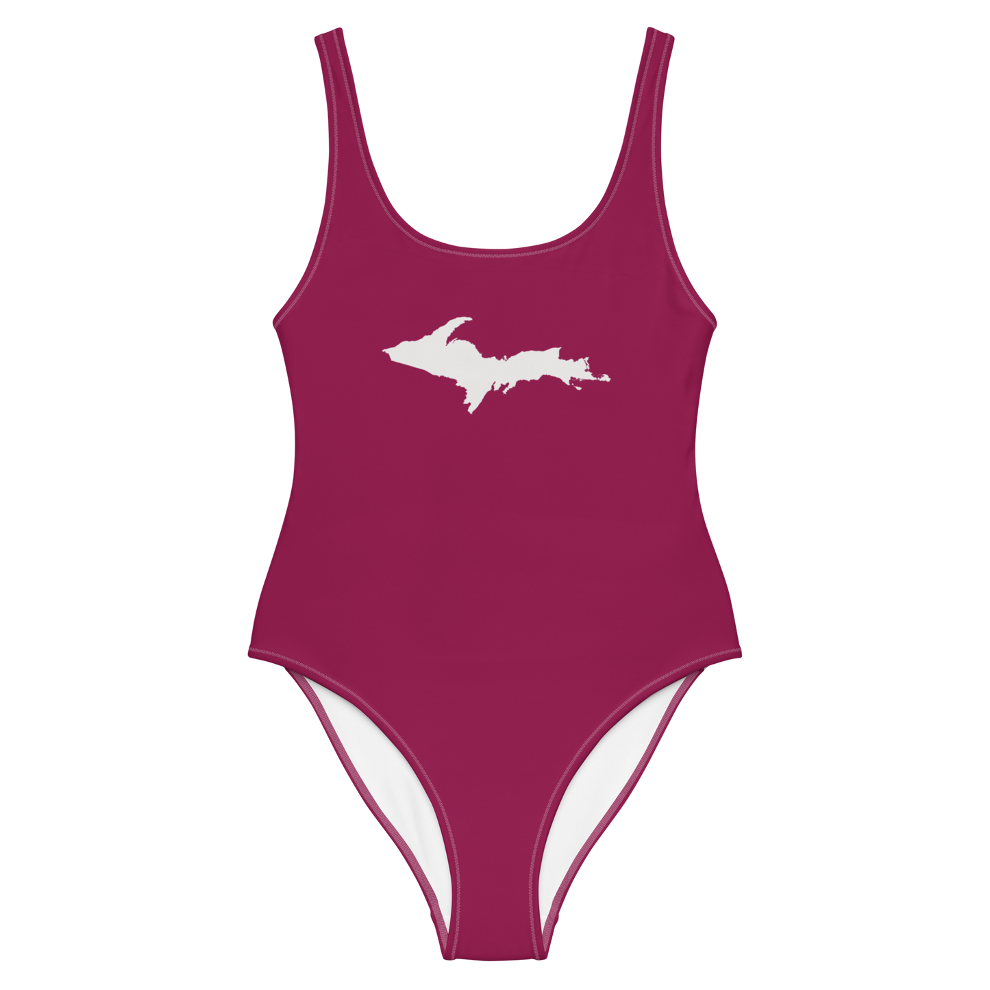 Michigan Upper Peninsula One-Piece Swimsuit (w/ UP Outline) | Ruby Red