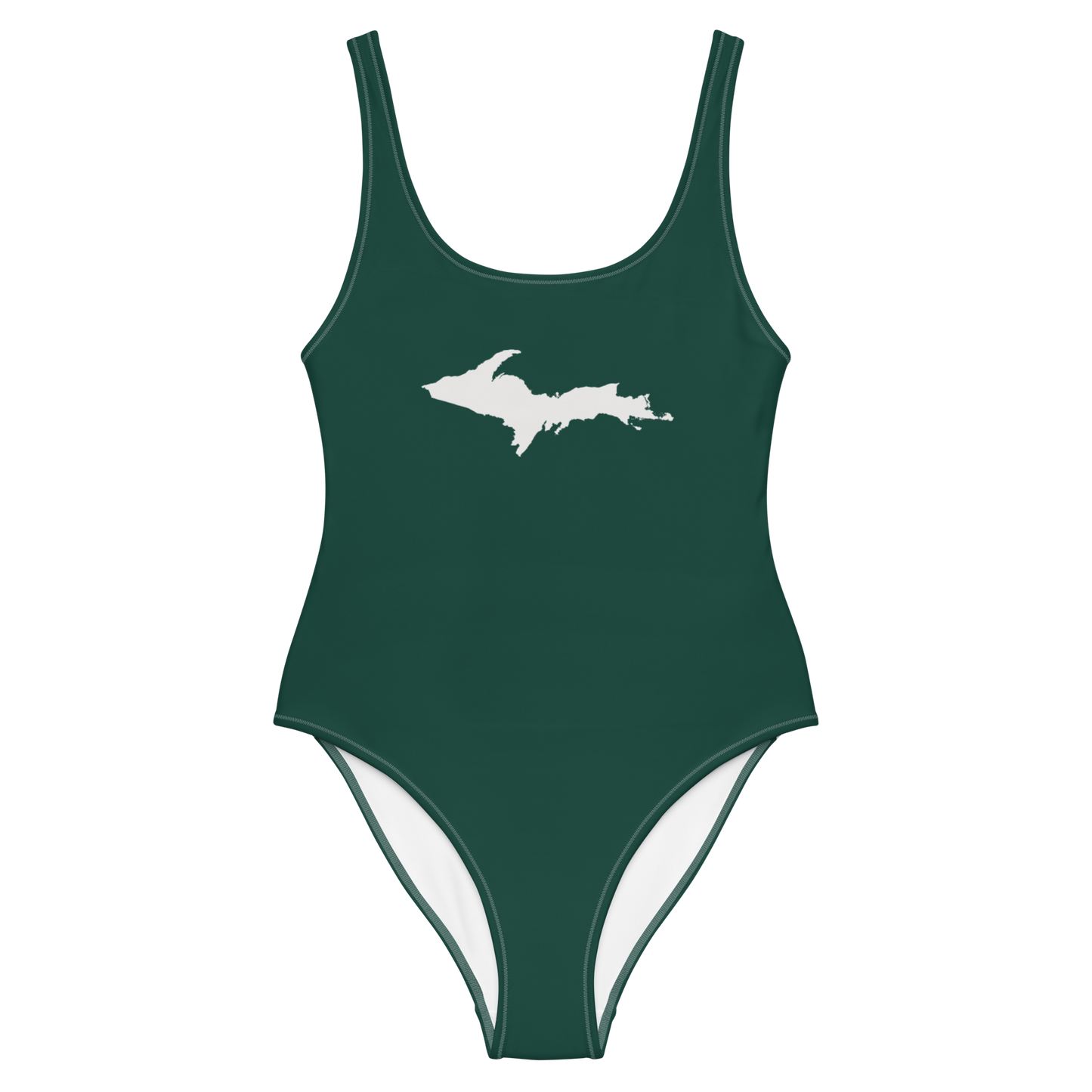 Michigan Upper Peninsula One-Piece Swimsuit (w/ UP Outline) | Laconic Green