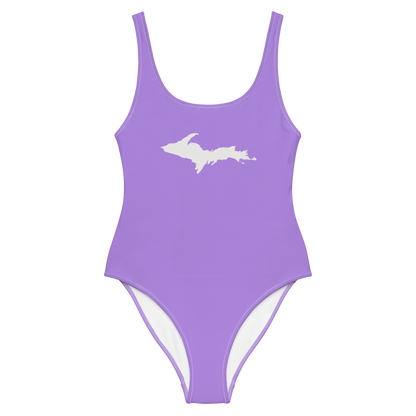 Michigan Upper Peninsula One-Piece Swimsuit (w/ UP Outline) | Lavender