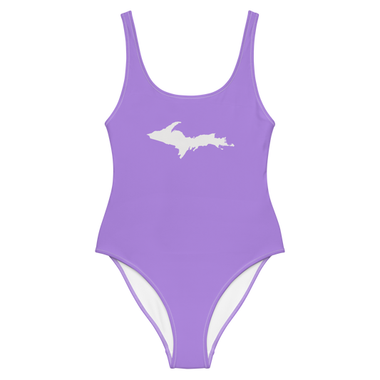 Michigan Upper Peninsula One-Piece Swimsuit (w/ UP Outline) | Lavender