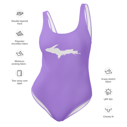 Michigan Upper Peninsula One-Piece Swimsuit (w/ UP Outline) | Lavender