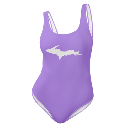 Michigan Upper Peninsula One-Piece Swimsuit (w/ UP Outline) | Lavender