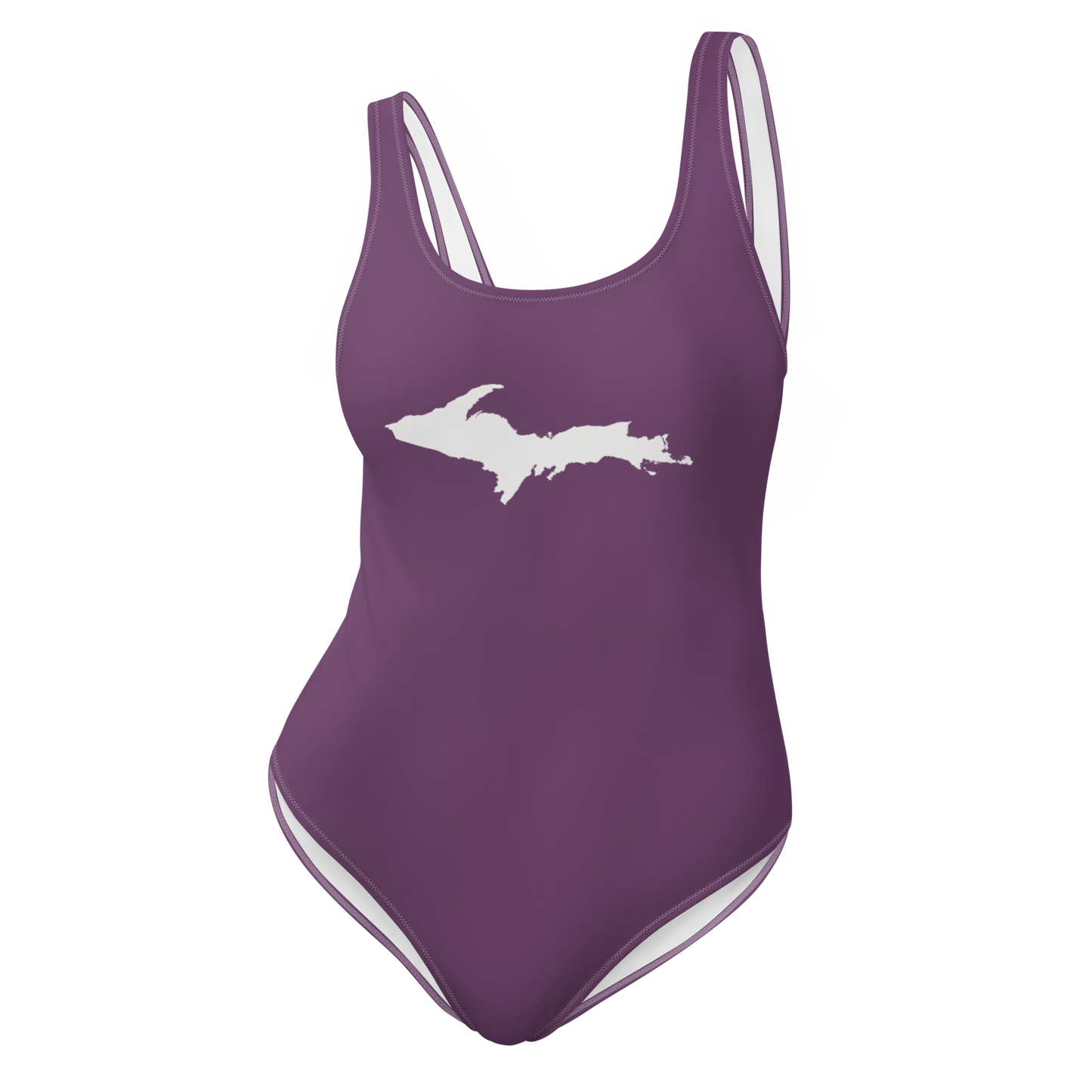 Michigan Upper Peninsula One-Piece Swimsuit (w/ UP Outline) | Plum