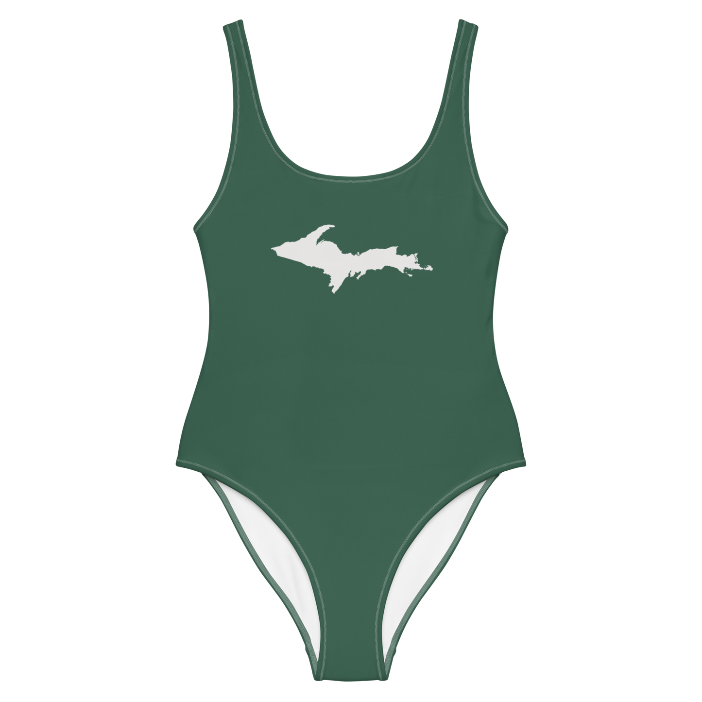 Michigan Upper Peninsula One-Piece Swimsuit (w/ UP Outline) | Ginger Ale Green