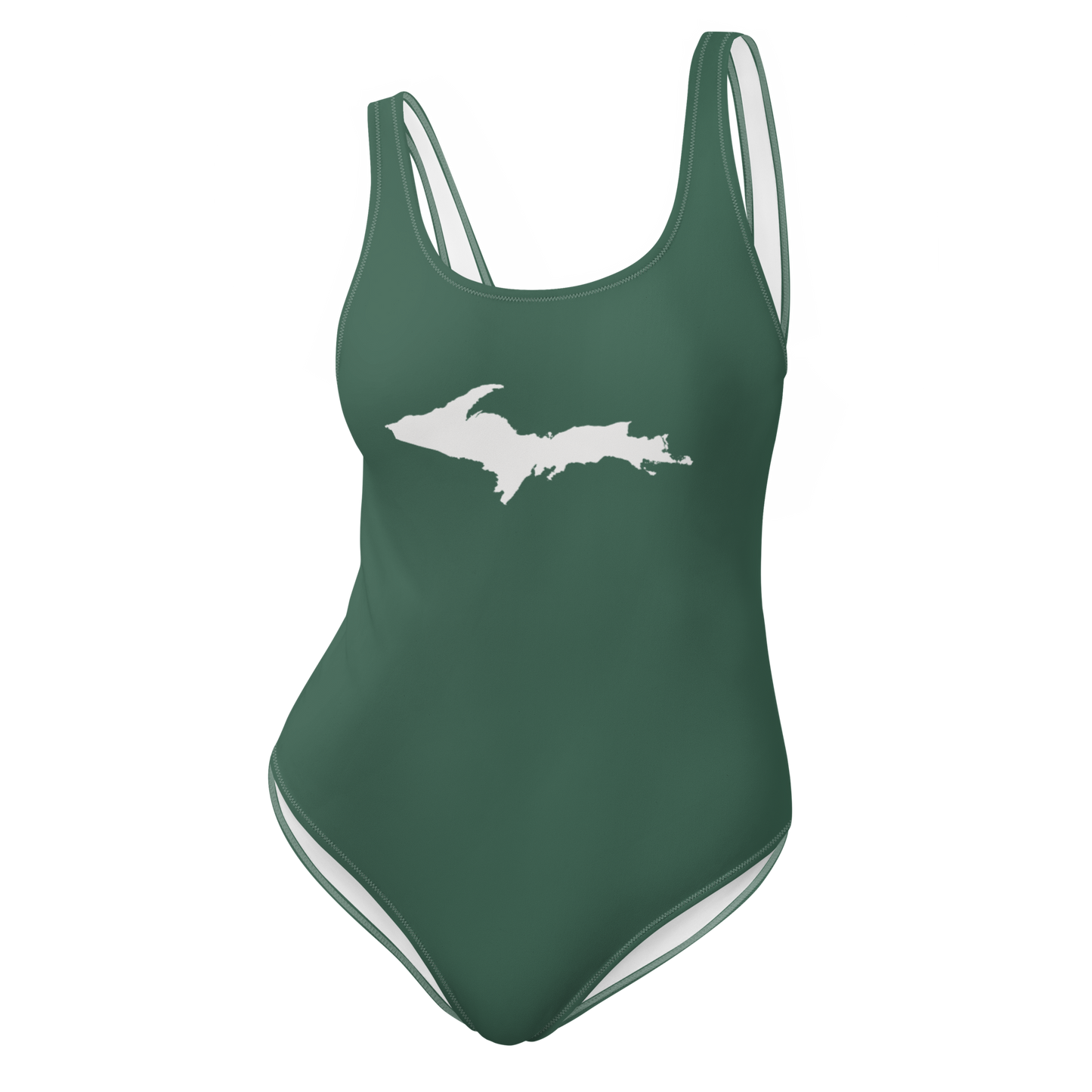 Michigan Upper Peninsula One-Piece Swimsuit (w/ UP Outline) | Ginger Ale Green