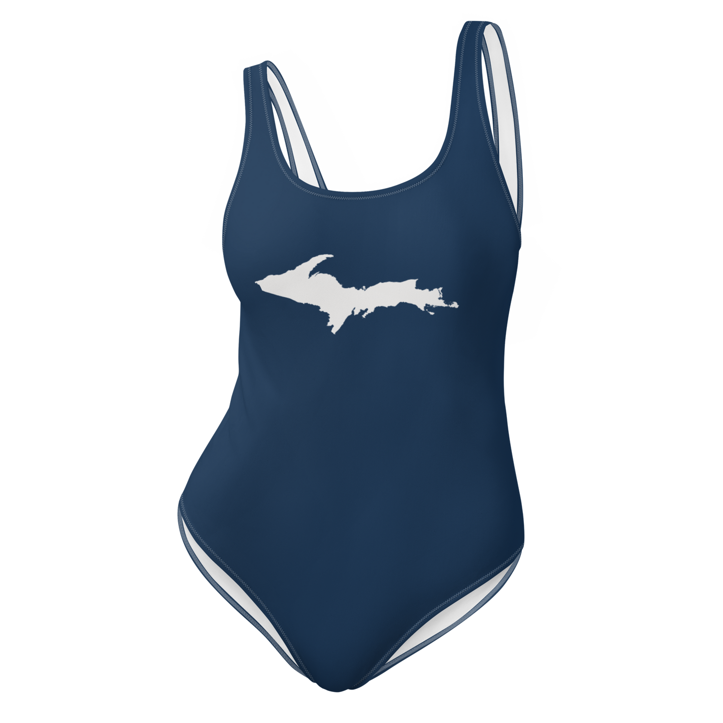 Michigan Upper Peninsula One-Piece Swimsuit (w/ UP Outline) | Navy