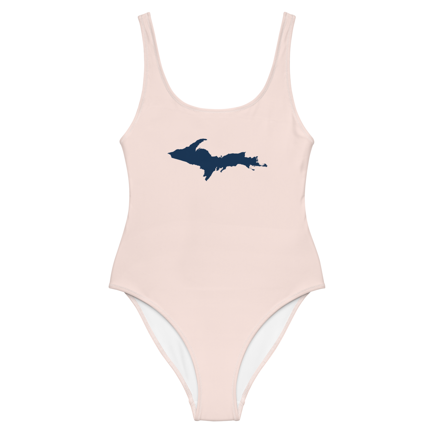 Michigan Upper Peninsula One-Piece Swimsuit (w/ UP Outline) | Champagne Pink