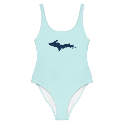 Michigan Upper Peninsula One-Piece Swimsuit (w/ UP Outline) | Cyan