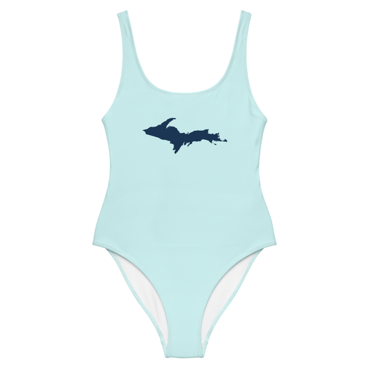 Michigan Upper Peninsula One-Piece Swimsuit (w/ UP Outline) | Cyan