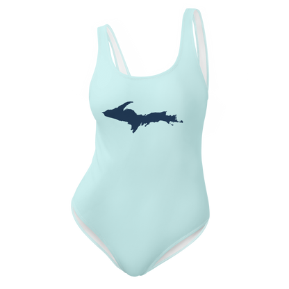 Michigan Upper Peninsula One-Piece Swimsuit (w/ UP Outline) | Cyan