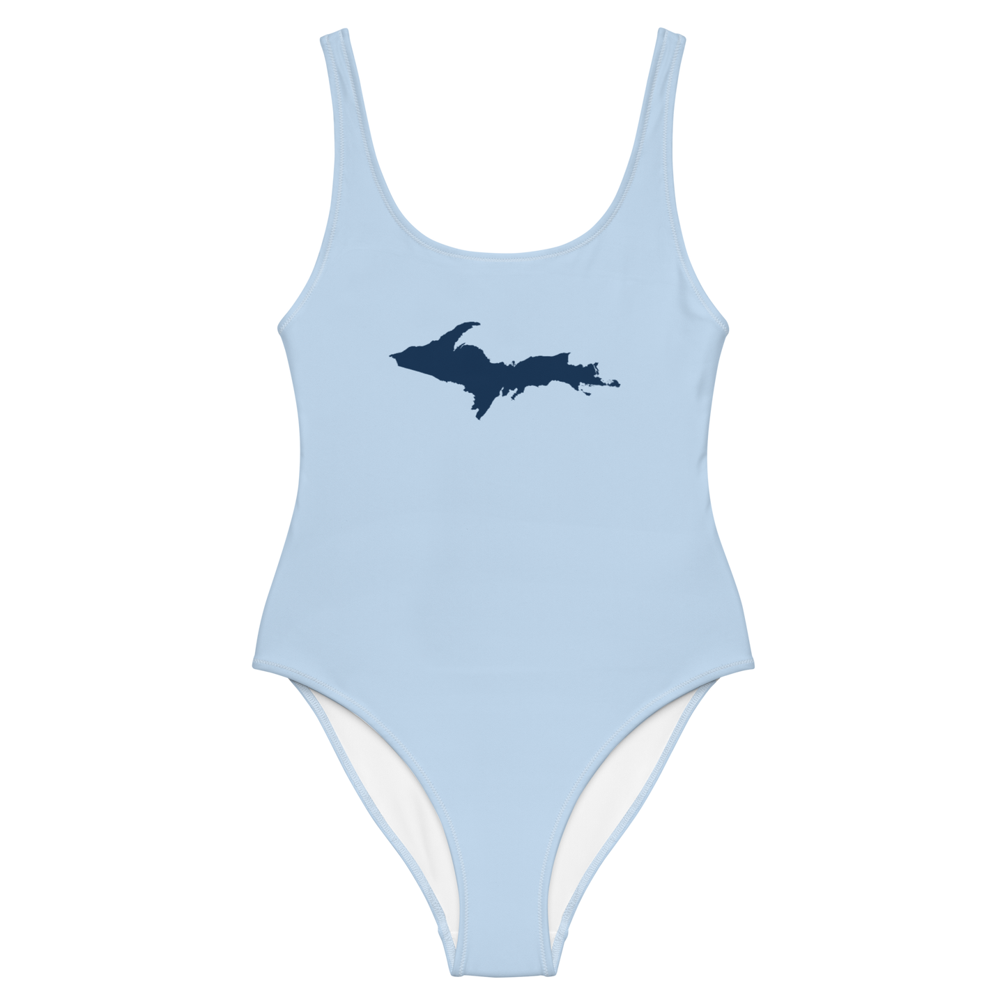 Michigan Upper Peninsula One-Piece Swimsuit (w/ UP Outline) | Light Blue