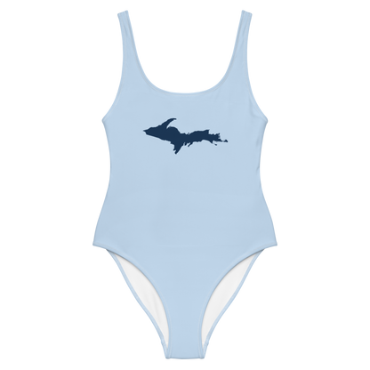 Michigan Upper Peninsula One-Piece Swimsuit (w/ UP Outline) | Light Blue